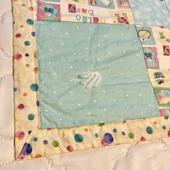Handmade PASTEL SQUARES Animal Air balloon Baby Throw Blanket Quilt - Picture 6 of 9
